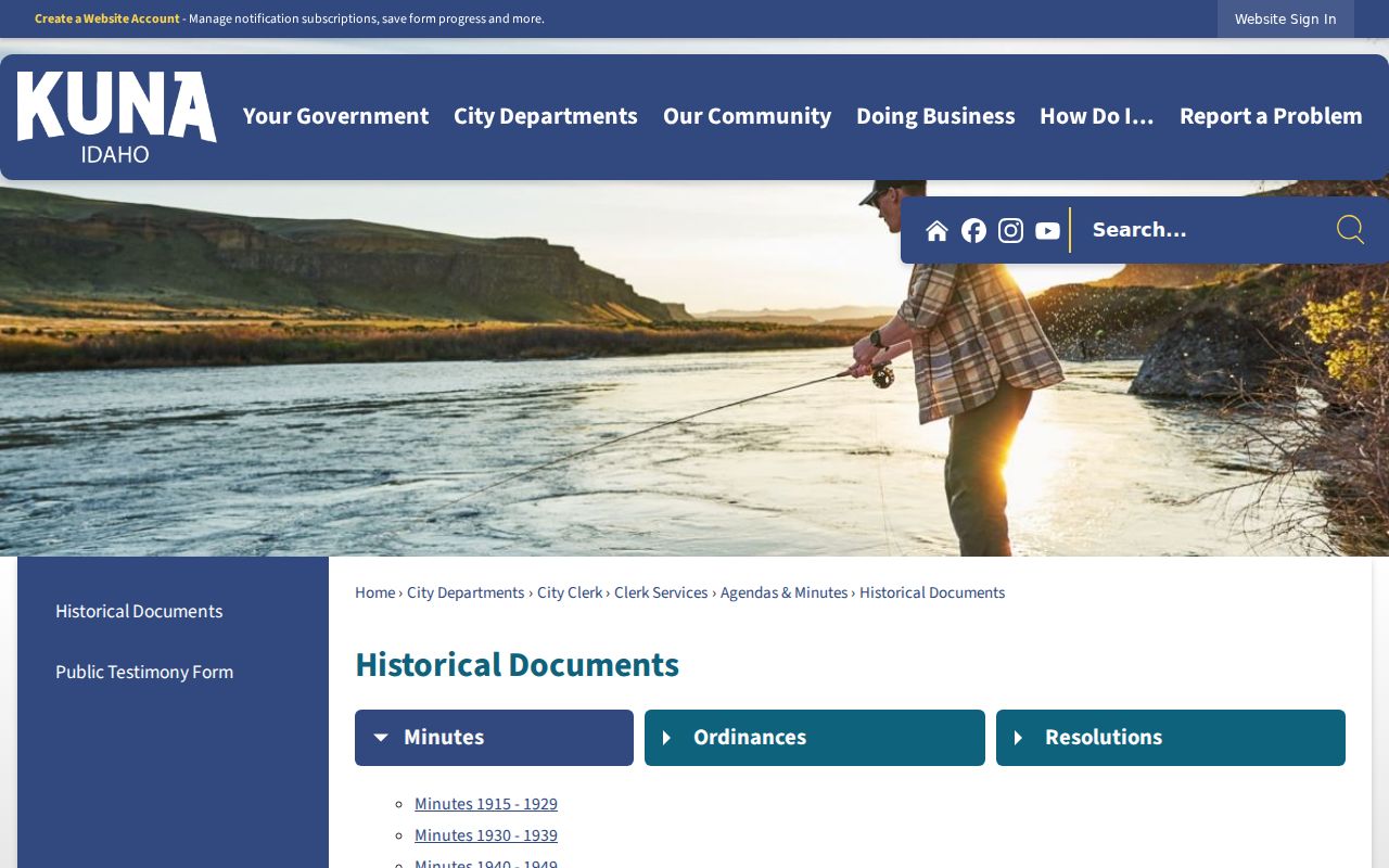 Kuna city directory research through historical municipal documents