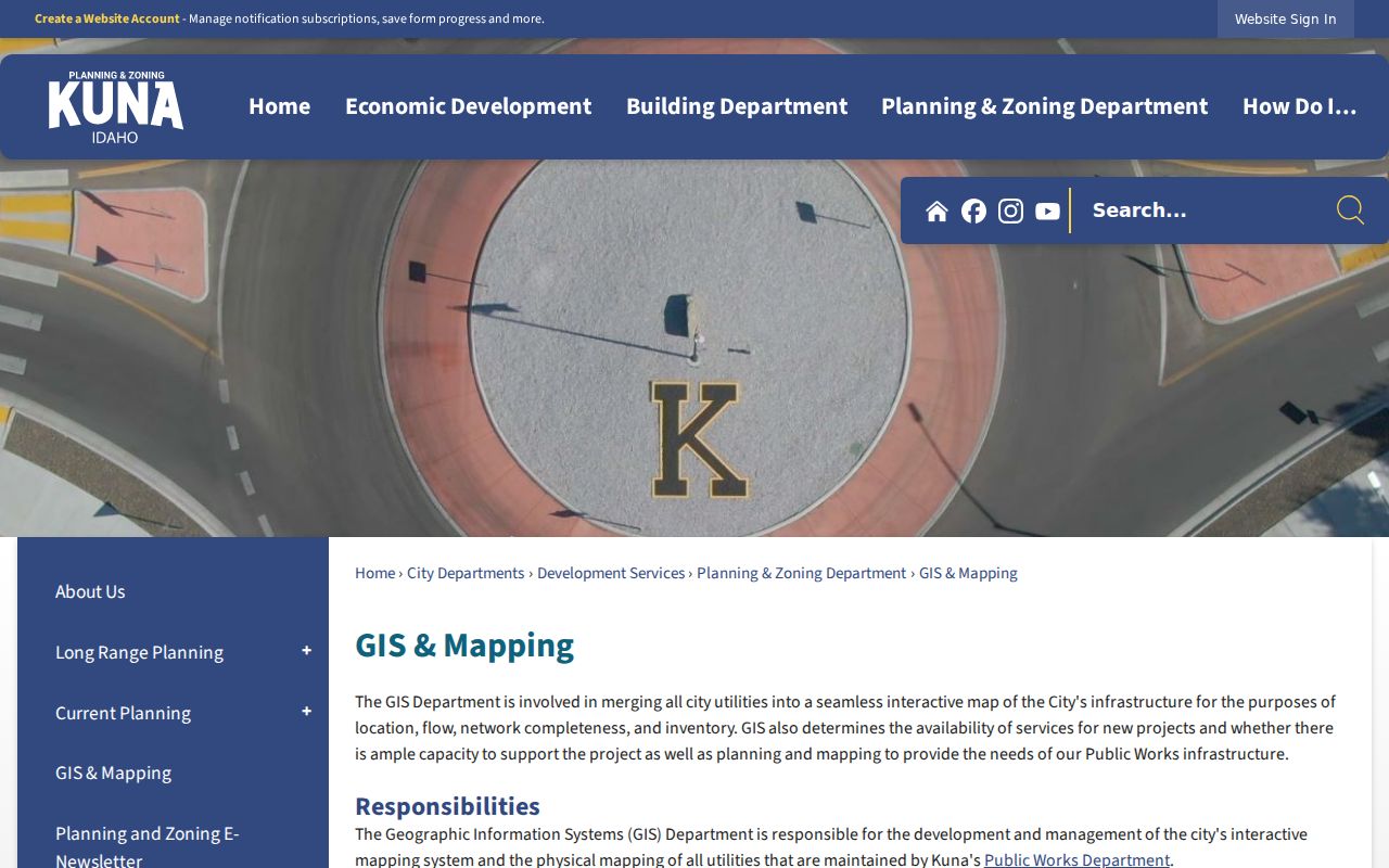 Kuna street directory GIS and mapping page
